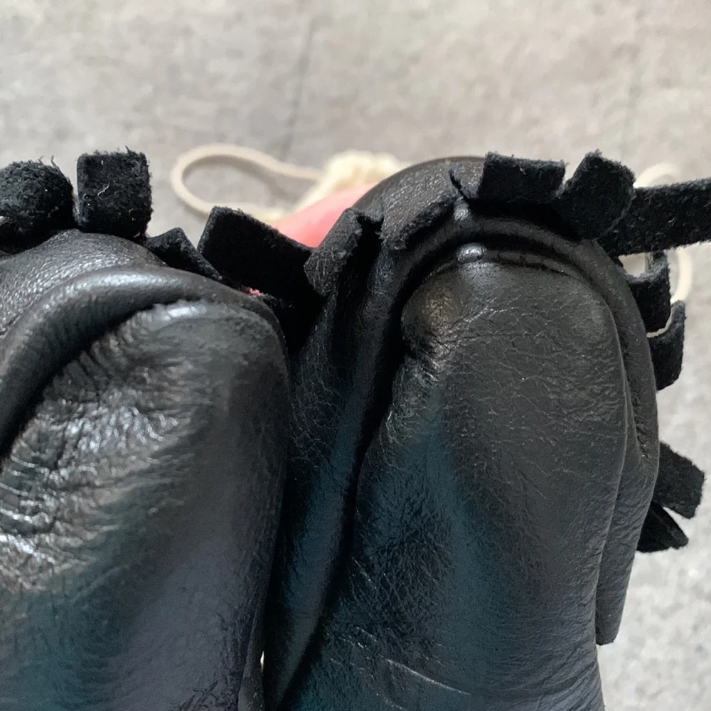 Freshly Picked Black Moccasins with White Skeleton Print